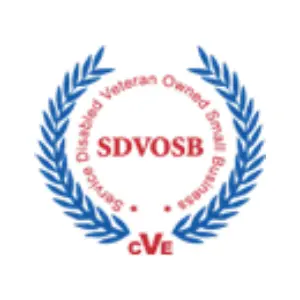 A blue wreath with the words sdvosb and cve in it.