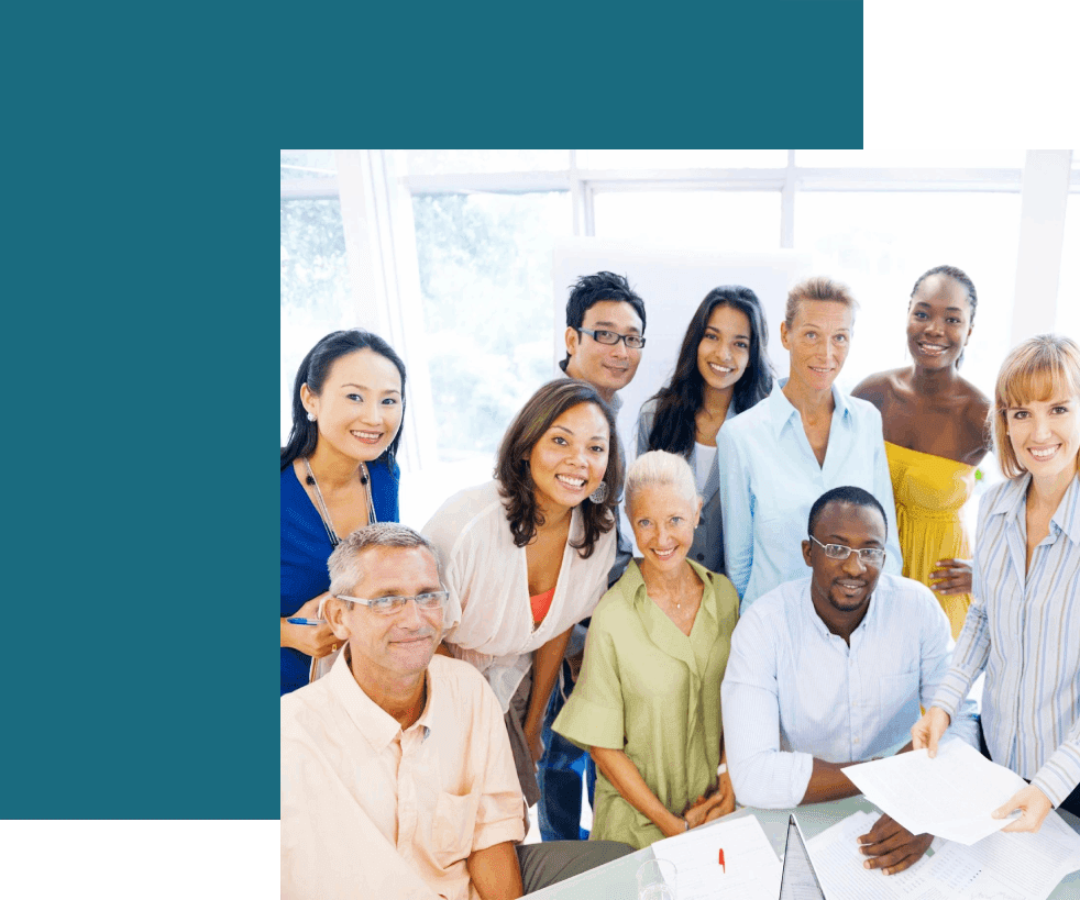 A group of people sitting at a table together.