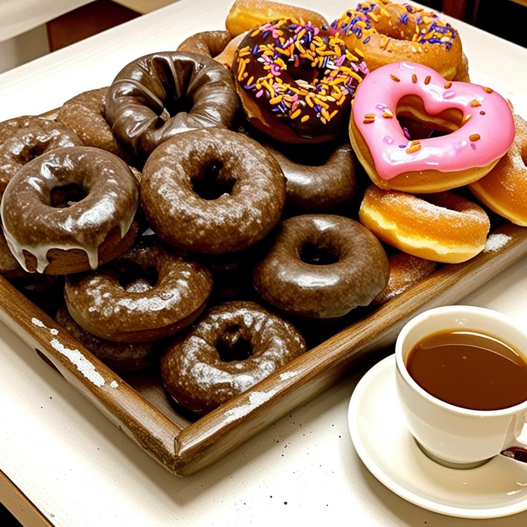 AI generated image from original image with coffee and donuts to emphasize the perfect pairing and relationships