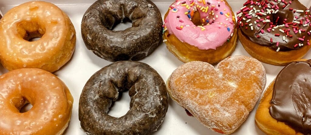 variety of donuts to show the start of the story about connecting with clients